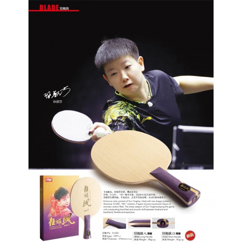 DHS NEW Hurricane SUN Table Tennis Blade FL (Long Hundle)