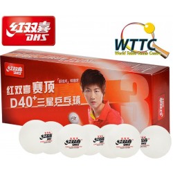 DHS 3 Star D40+ Table Tennis Balls Cell-Free Dual Seam Ball (Pack of 10) White