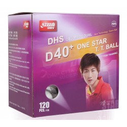 DHS 1 star D40+ Cell Free Dual White Table Tennis Training Seam Balls (Pack of 120)